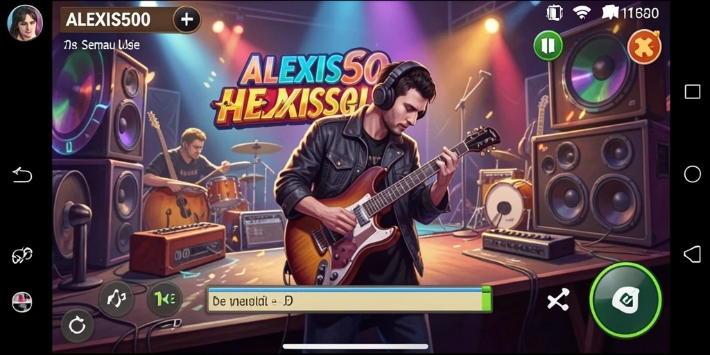 Tampilan gameplay ALEXIS500 yang seru dan interaktif dalam musik.