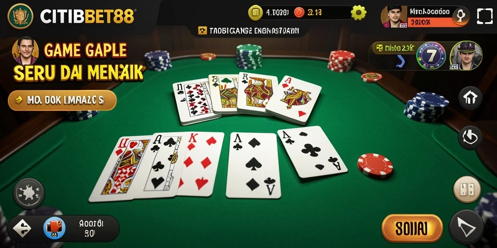 Tampilan seru dari gameplay Gaple di CITIBET88.