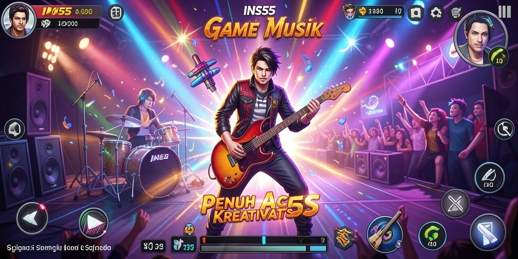 Tangkapan layar gameplay INS55 yang menunjukkan keseruan bermain musik.