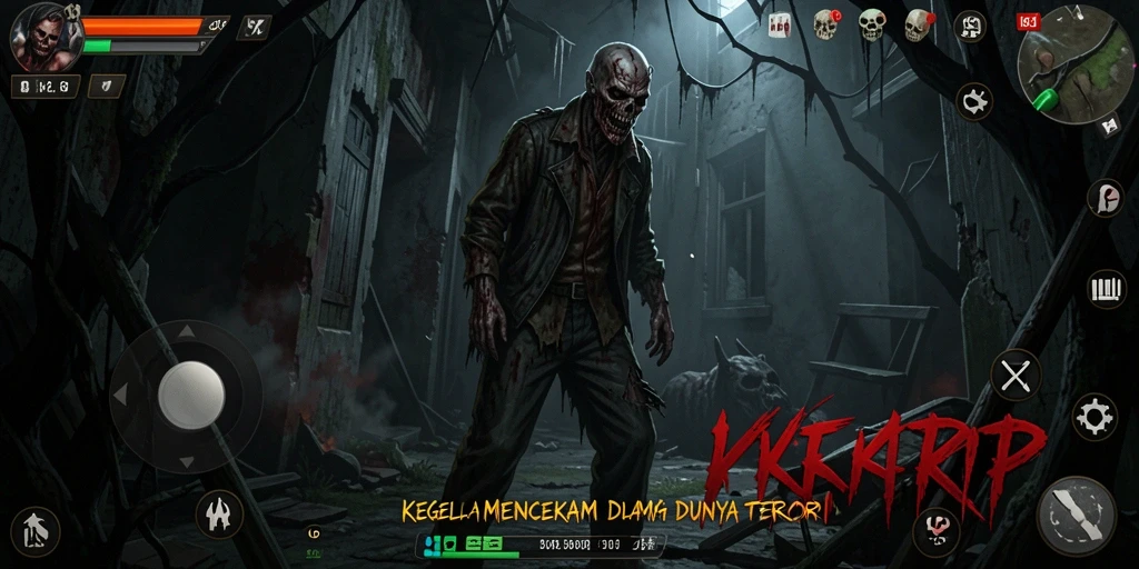 Screenshot gameplay KKRP menampilkan momen menegangkan saat menjelajahi lokasi angker.