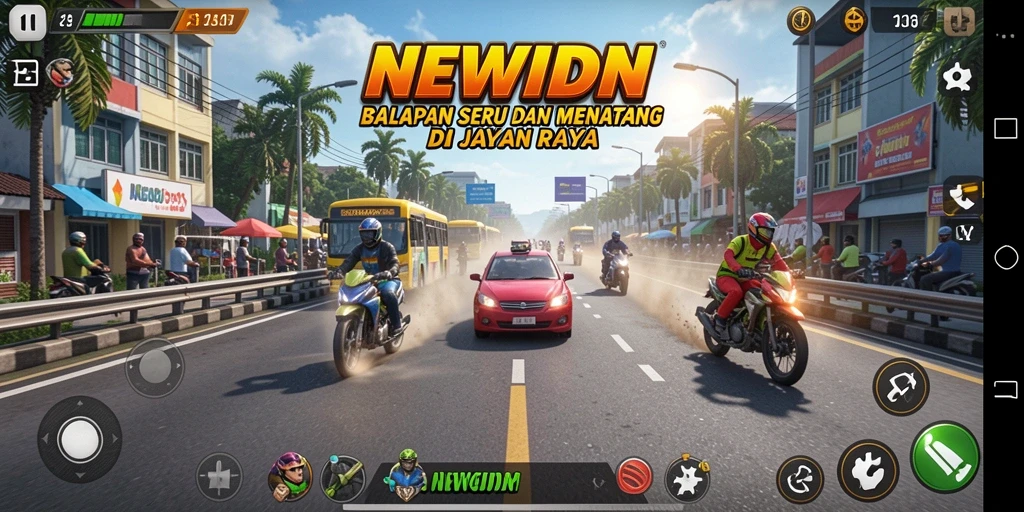 Gameplay seru dengan mobil balap tercepat di NEWIDN.