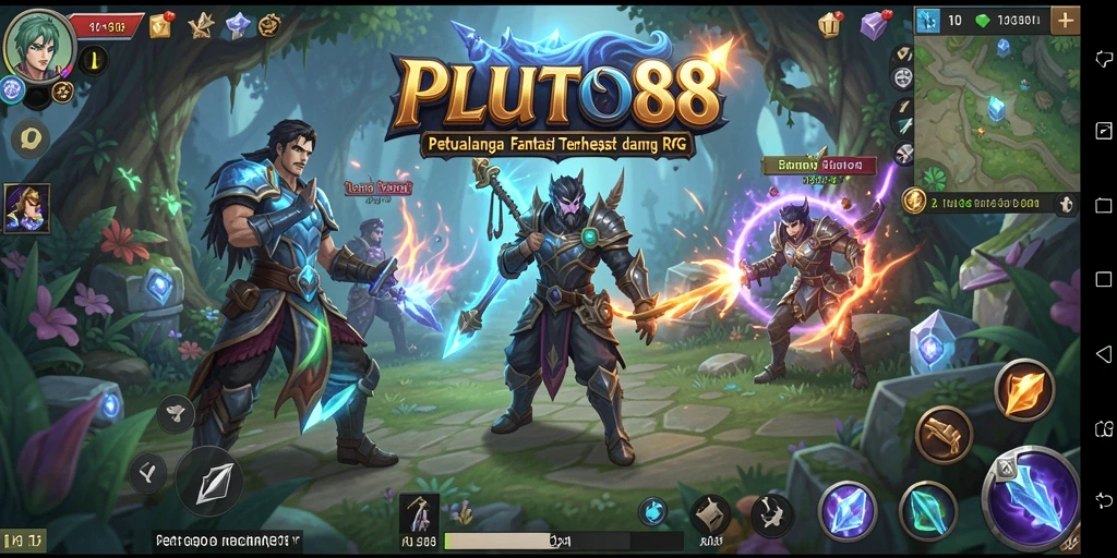 Tampilan menakjubkan dari gameplay RPG di PLUTO88.