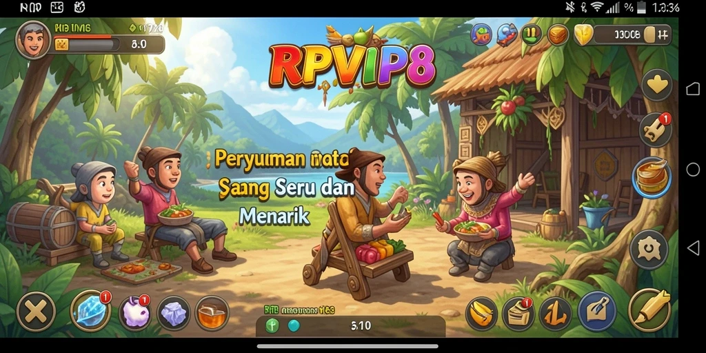 Screenshot utama RPVIP8 menampilkan gameplay yang menyenangkan dan penuh warna.
